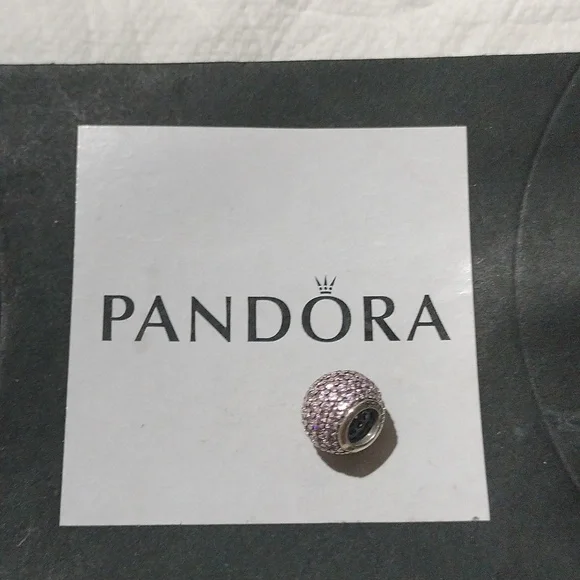 Pandora Sterling Silver Pave Lights Charm with Salmon Zirconia